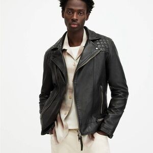 All Saints Conroy Crinkled Leather Biker Jacket